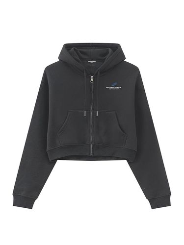 Block Embossed Oversized Cropped Hoodie [Black] - SAINTPAIN - Modalova