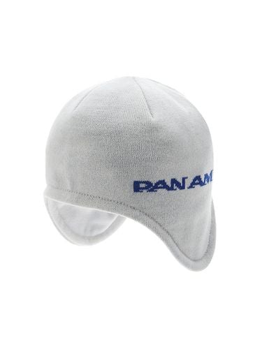 Soft Acrylic Oversized Logo Earmuff Beanie [Beige] (0144) - PAN AM - Modalova