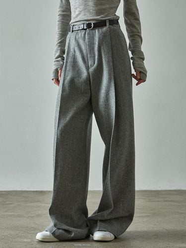 Timeless Textured Semi-High Waisted Wool Pants [] - FACADE PATTERN - Modalova