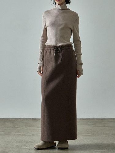 Relaxed Cashmere Elastic Banding Wool Skirt [] - FACADE PATTERN - Modalova