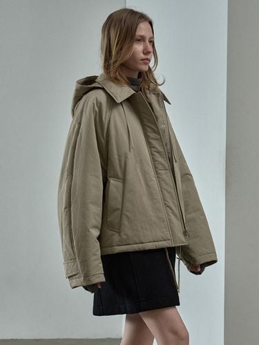 Minimal Hooded Padded Jacket_beige - FACADE PATTERN - Modalova