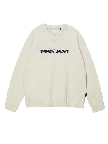 Pan-Am V-neck Lambswool Blend Sweater [] (3111) - PAN AM - Modalova