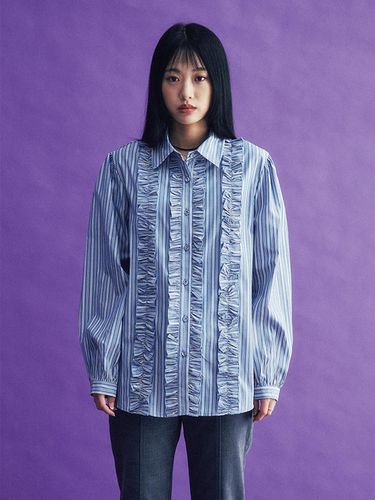 Stripe Frill Blouse (blue) - KOOKEESEE - Modalova