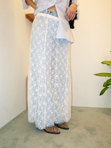 Banding lace knit skirt _white - loves ugly - Modalova