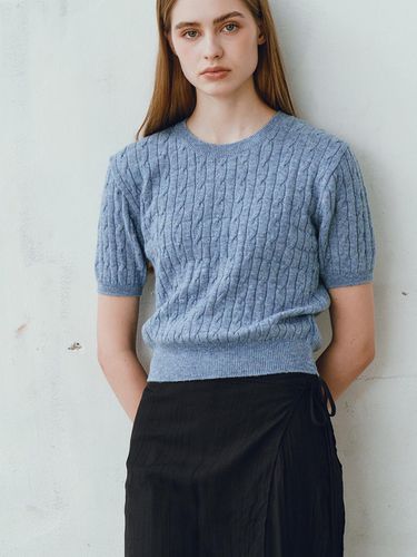 Wool blended round neck cable short-sleeved knitwe - ISABEY - Modalova