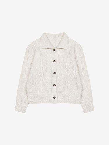 Wool blended collar neck cable cardigan (VJCCY2953 - ISABEY - Modalova