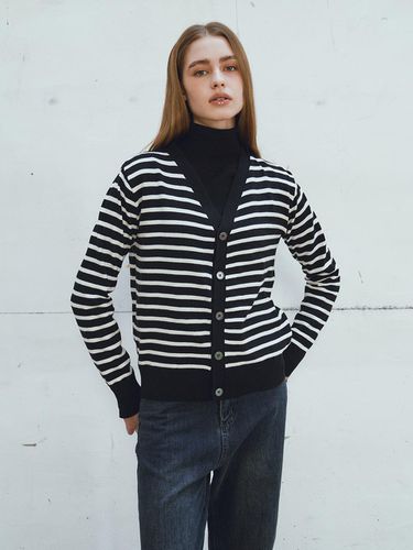 Wool Blended Stripe Knit Cardigan (VJCCI7903) - ISABEY - Modalova