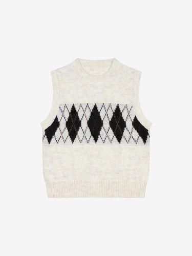 Wool Blended Argyle Knit Vest (VJVCY2987) - ISABEY - Modalova