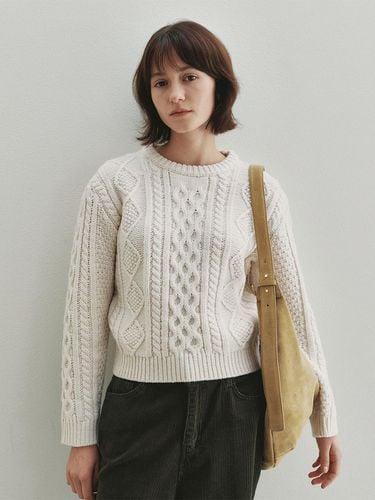 Mix Cable Wool Pullover (Ivory) - Neev - Modalova