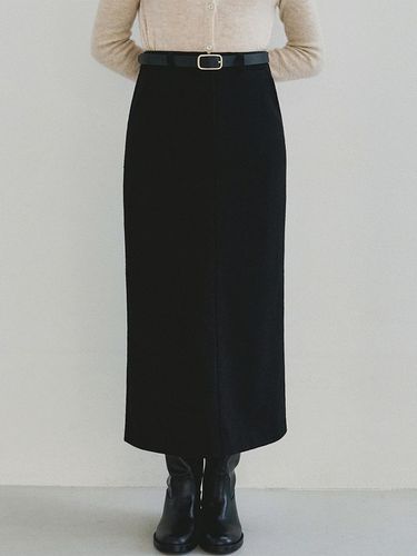 Jacquard Wool Long Skirt (Black) - Neev - Modalova