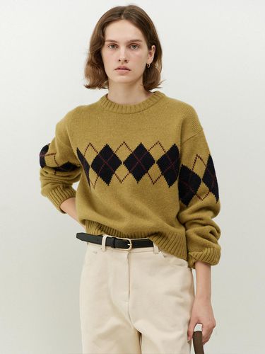 Alpaca Argyle Knit (Mustard) - THE RYE - Modalova