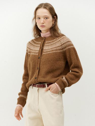 Jacquard Round Cardigan (Camel) - THE RYE - Modalova