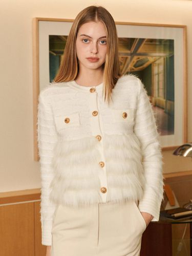 Paige Fur Knit Cardigan [Cream] - HIBISCUS BLOOM - Modalova