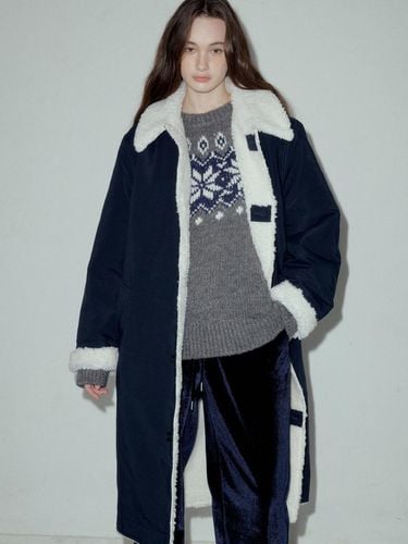 Wool Blend Shearing Mix Long Coat_CTO125 () - CITTA - Modalova