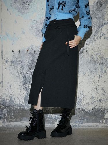 HERITAGE] Slim Belted H Line Long Skirt EQ4WS162 - EGOIST - Modalova