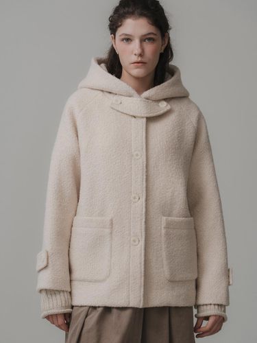 Lamb hoodie coat (ivory) - THE MITTEN - Modalova