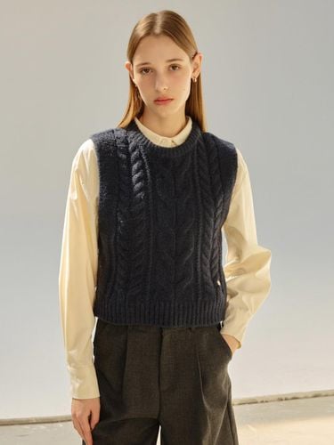 Wool cable round neck knitwear vest IPBP1VT601 - THE IZZAT - Modalova