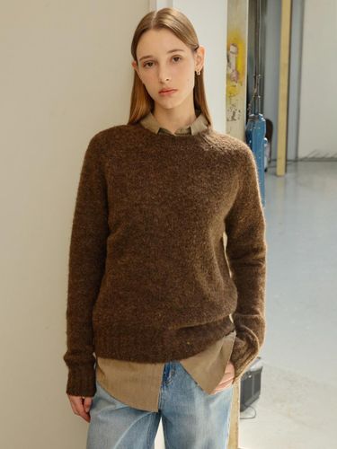 Wool hairy round neck pullover knit IPBP1PO501 - THE IZZAT - Modalova