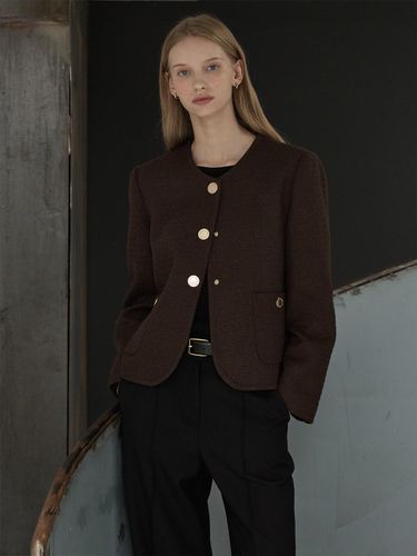 Wool button accentuated round neck jacket IPAP0JK9 - THE IZZAT - Modalova