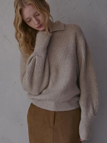 Alpaca button puff wool pullover - beige - ODER - Modalova