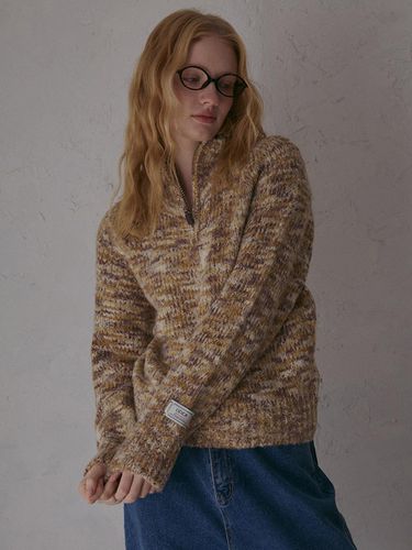 Marbling wool half zipup pullover brown - ODER - Modalova