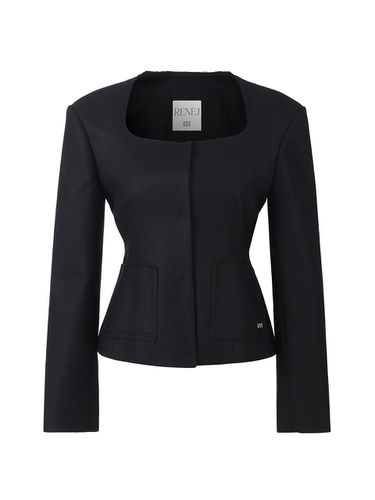 Euro square neck ribbon Jacket BLACK - RENEJ - Modalova