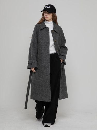 WOOL 100 LONG BALMACAN COAT CHARCOAL - MORELIKEIT - Modalova