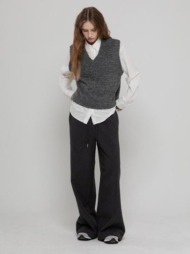 WOOL WIDE RELAX PANTS CHARCOAL - MORELIKEIT - Modalova