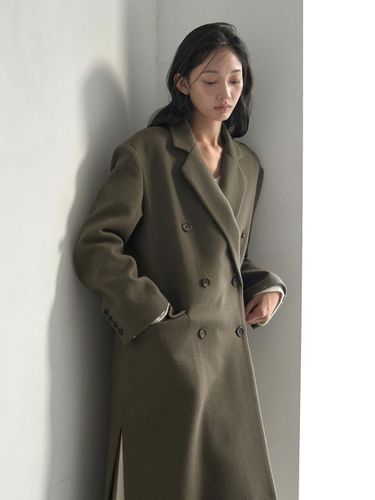 Log long double wool coat MOCHA - MOMET - Modalova