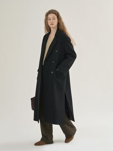 Log Long Double Wool Coat Black - MOMET - Modalova