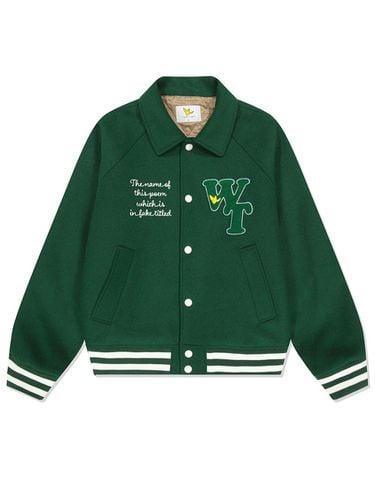 Collar embroidered wool mix bar city jacket green - Wacky Willy - Modalova