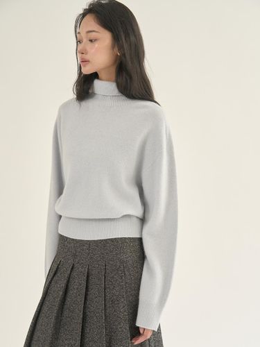 Cedar Neck Slit Turtleneck Knitwear Baby Blue - MOMET - Modalova