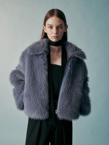 SOFT FAUX FUR JACKET MIDNIGHT BLUE - RE RHEE - Modalova