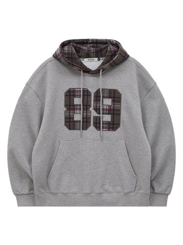 Color block 89 logo checkered hoodie shirt gray - WAIKEI - Modalova