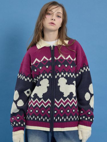 Puppy Cowichan Zip-Up Cardigan Navy - WAIKEI - Modalova