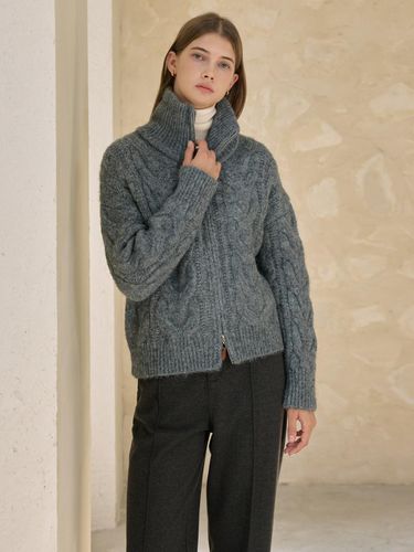 Wool two-way collar zip-up cardigan IPCP1CD011 - THE IZZAT - Modalova