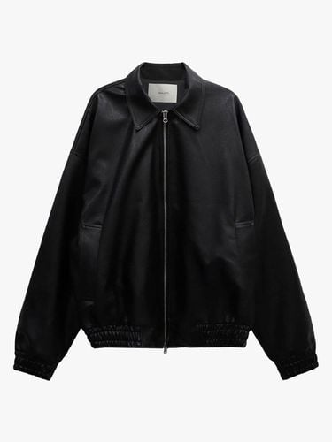 LEATHER BLOUSON JACKET_BLACK - healiote - Modalova