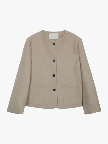 BERN COLLARLESS ROUND JACKET_BEIGE - healiote - Modalova