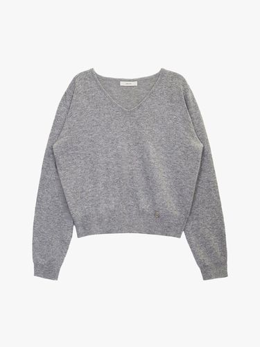 ESSENTIAL CASHMERE V NECK KNIT_GREY - healiote - Modalova