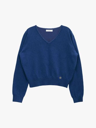 ESSENTIAL CASHMERE V NECK KNIT_BLUE - healiote - Modalova