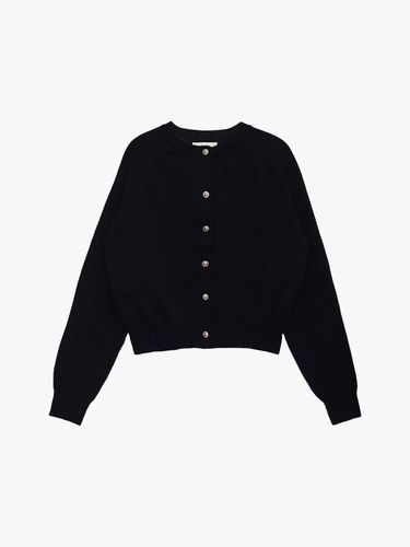 ROUND NECK WOOL CARDIGAN_NAVY - healiote - Modalova