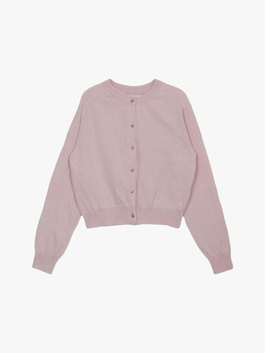 ROUND NECK WOOL CARDIGAN_PINK - healiote - Modalova