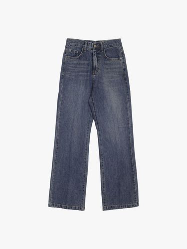 STRAIGHT WASHING DENIM PANTS_MEDIUM INDIGO - healiote - Modalova