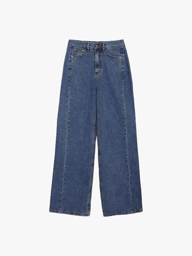 SEMI WIDE DENIM PANTS_MEDIUM INDIGO - healiote - Modalova