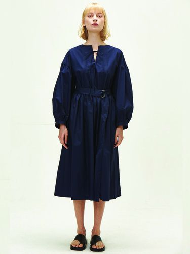 Puff sleeve dress (navy) - THE AUTHOR: - Modalova