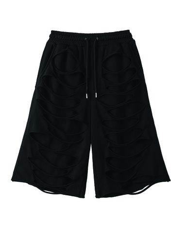 Runway] Double Layer Cutout Bermuda Shorts_Black - ULKIN - Modalova