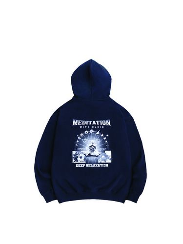 Meditation Graphic Oversized Hoodie_Navy - ULKIN - Modalova