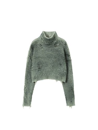 Runway] Spray Turtleneck Cropped Knitwear_Gray - ULKIN - Modalova