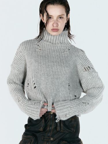 Runway] Turtleneck Cropped Knitwear_Beige Grey - ULKIN - Modalova