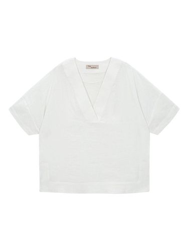 V - neck linen blouse (white) - THE AUTHOR: - Modalova